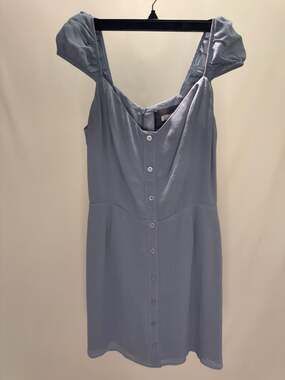 Reformation Cornflower Blue Sebastien Button-Front Mini Dress